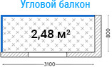 Угловой балкон в доме серии II-18/12