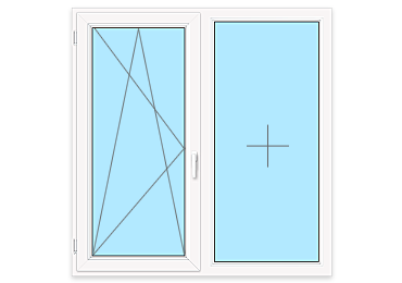 Двухстворчатое окно с глухой створкой